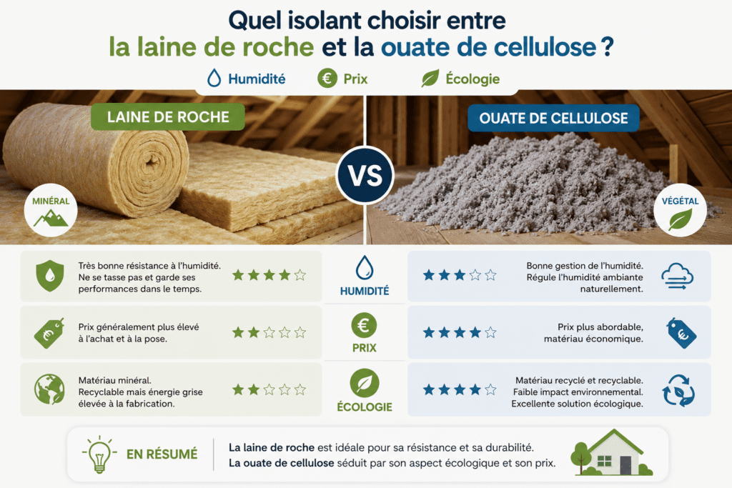 Choix isolant laine de roche vs ouate de cellulose