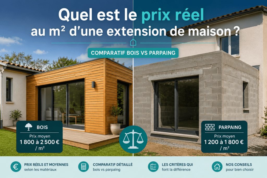 Prix extension maison bois vs parpaing