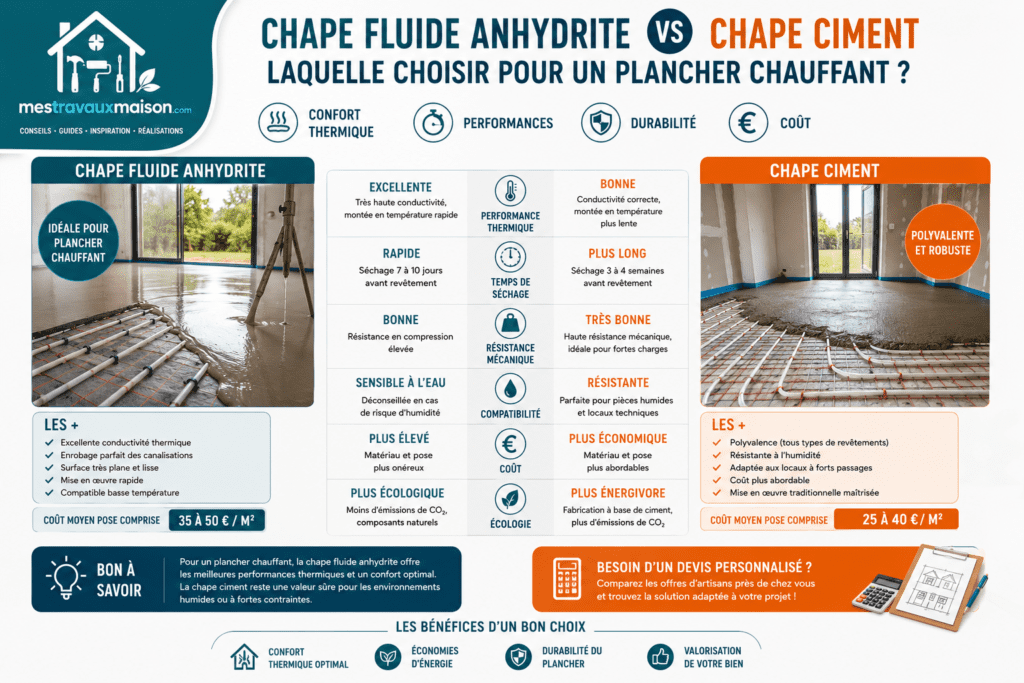 Comparaison des chapes pour plancher chauffant