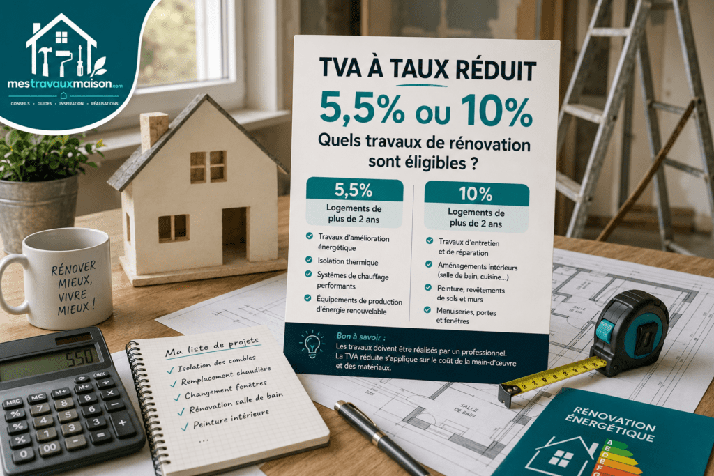 Travaux éligibles TVA à taux réduit 5,5 % ou 10 %